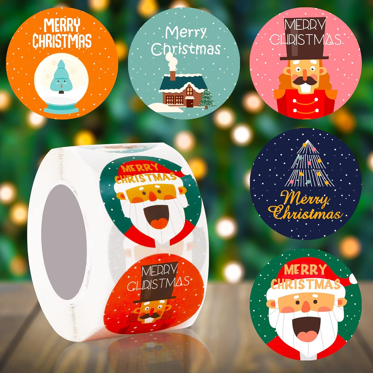 500xChristmas Stickers Merry Happy Xmas Thank You Labels Gift Craft Box 5 design