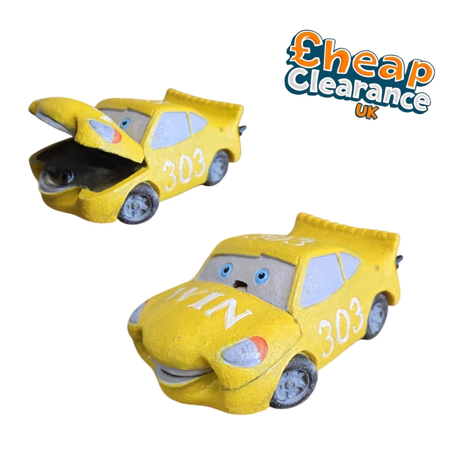 Aquarline Air Operated Yellow Sport Car Aquarium Fish Tank Decor Ornament