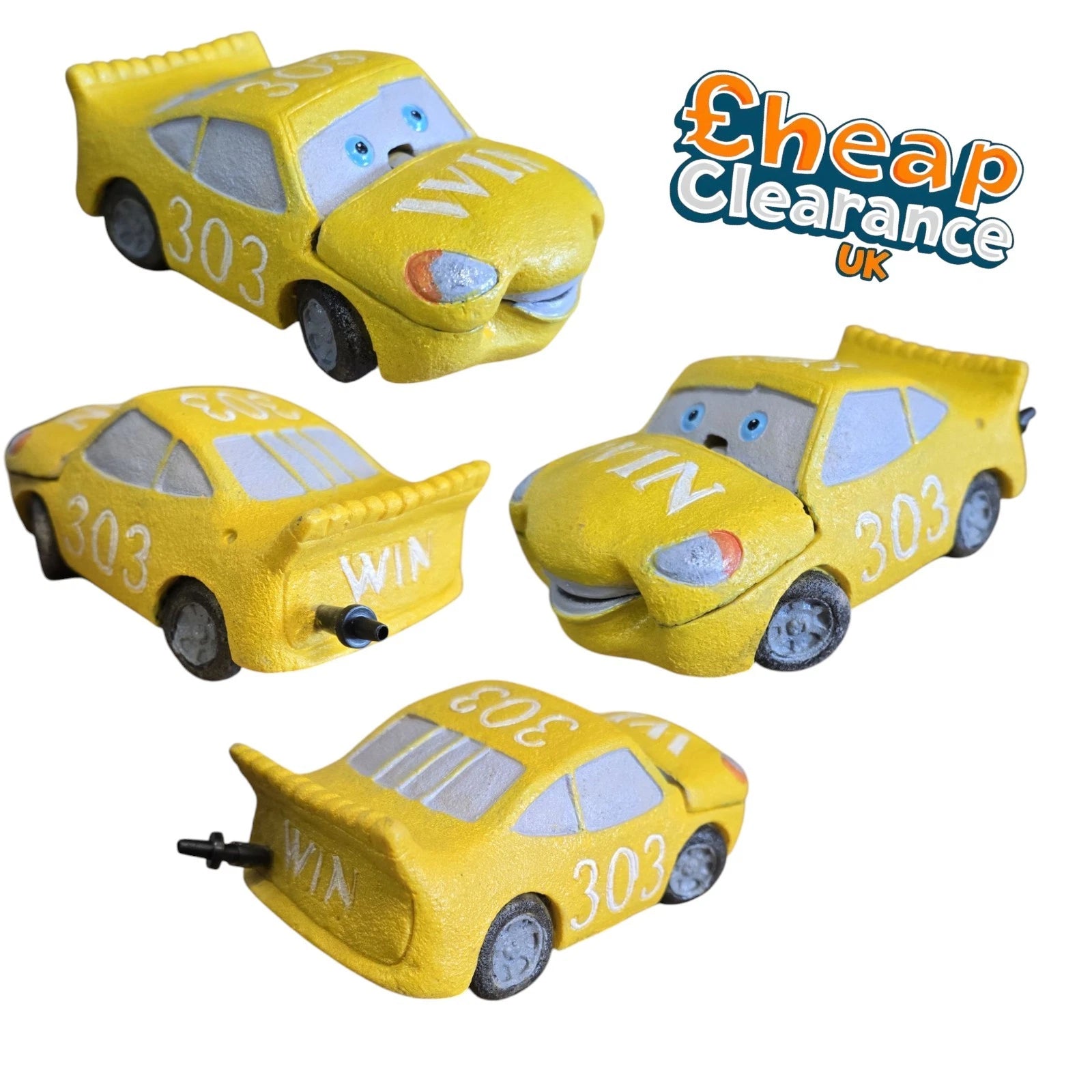 Aquarline Air Operated Yellow Sport Car Aquarium Fish Tank Decor Ornament