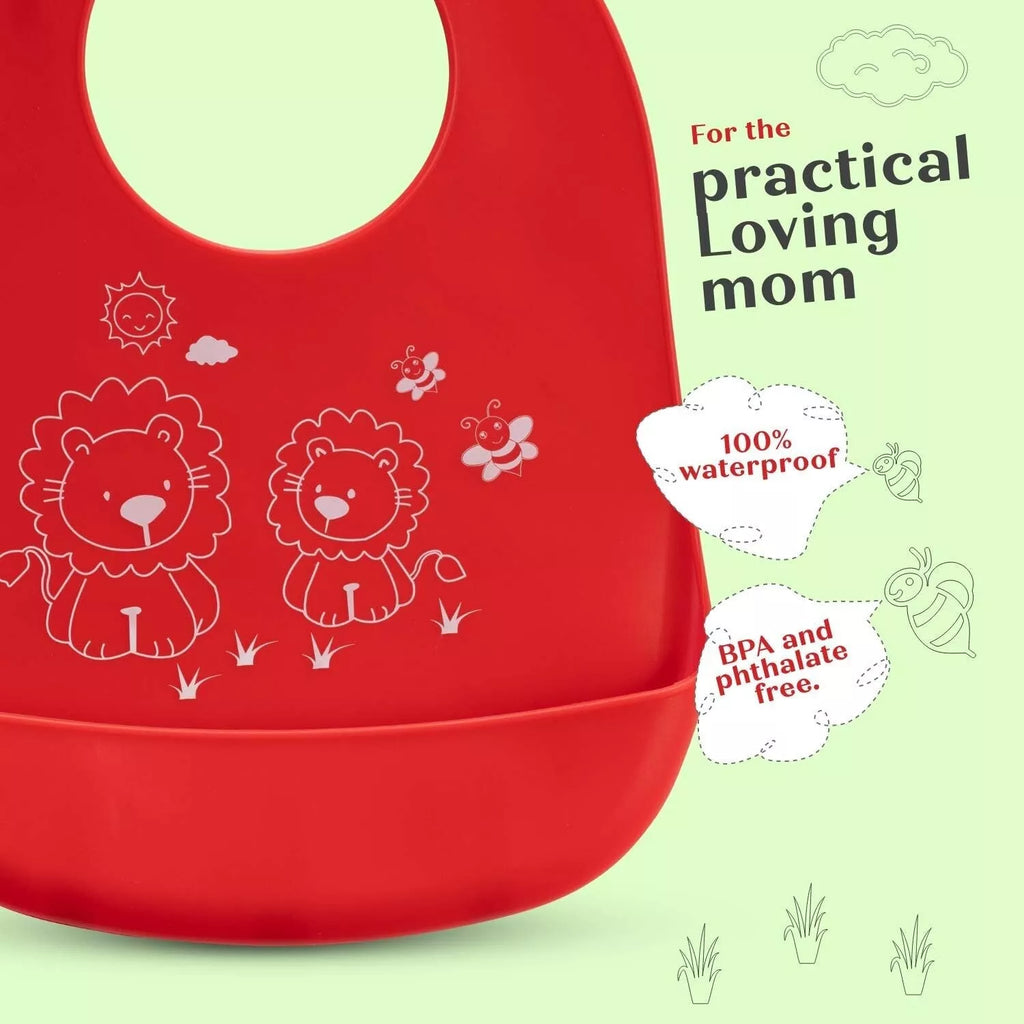 3X Baby Silicone Bibs Waterproof Feeding Bibs with Food Catcher Easy Wipe Clean