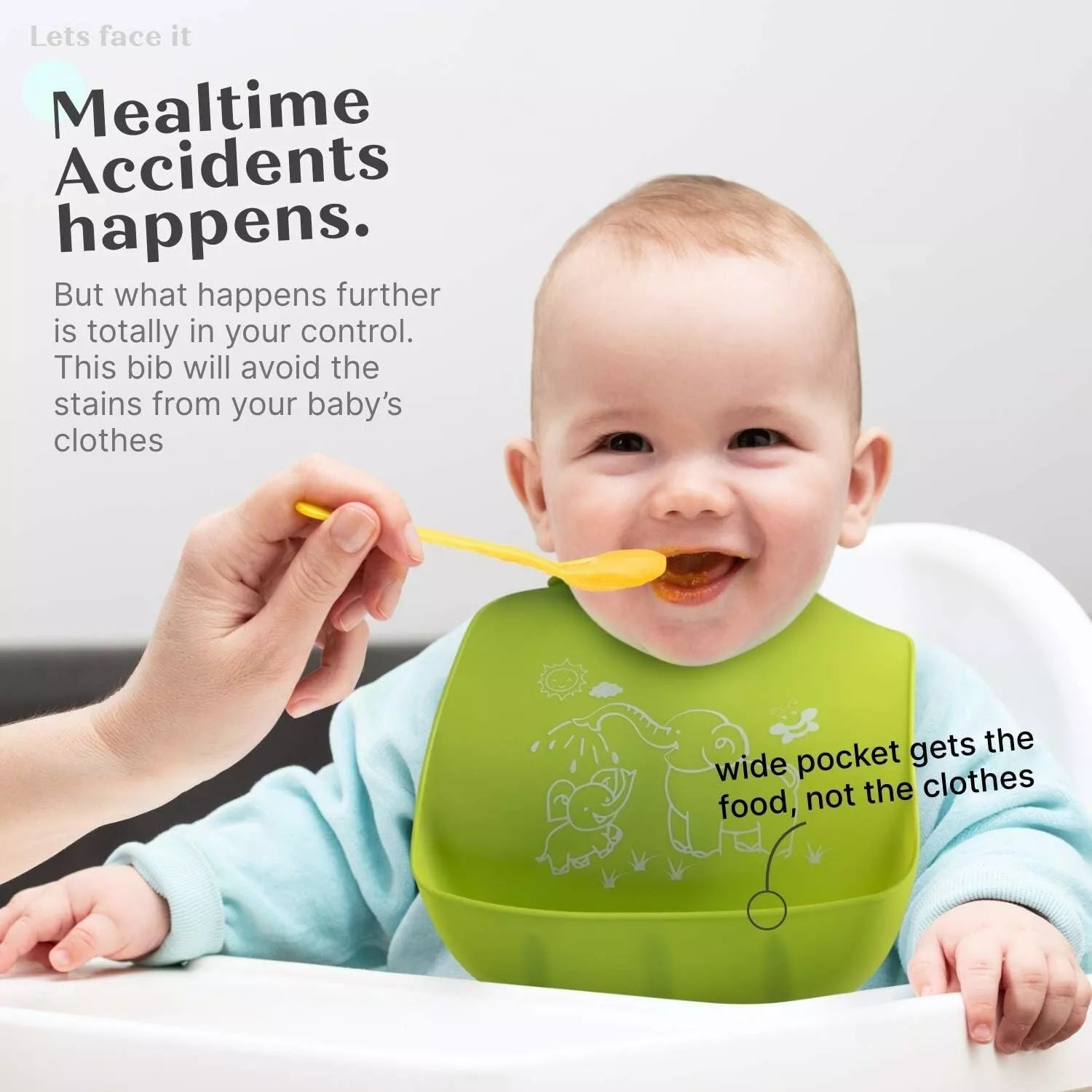 3X Baby Silicone Bibs Waterproof Feeding Bibs with Food Catcher Easy Wipe Clean