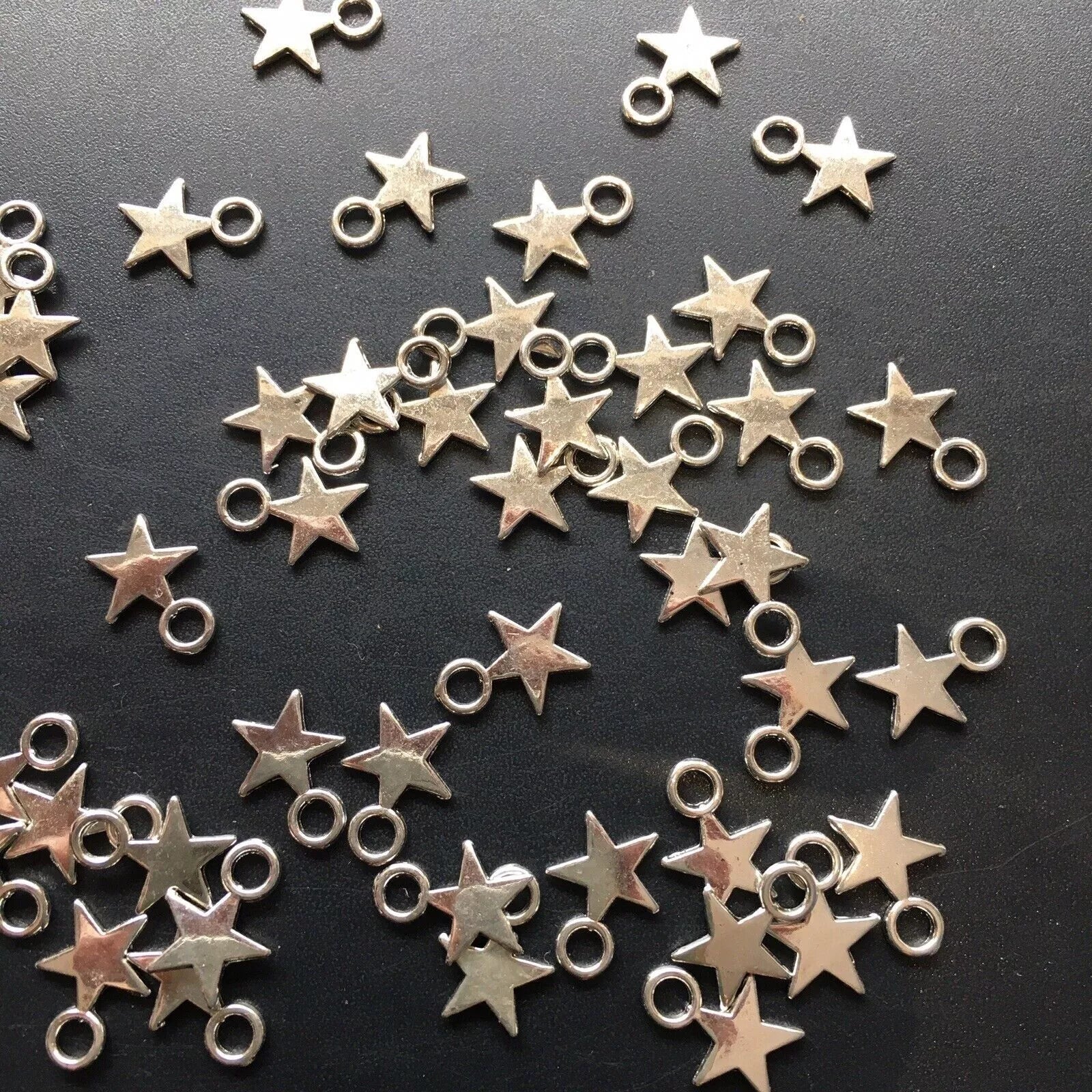 Star Charms X 50 Silver Tone 10mm X 12mm Jewellery Making Charm -new SALE UK