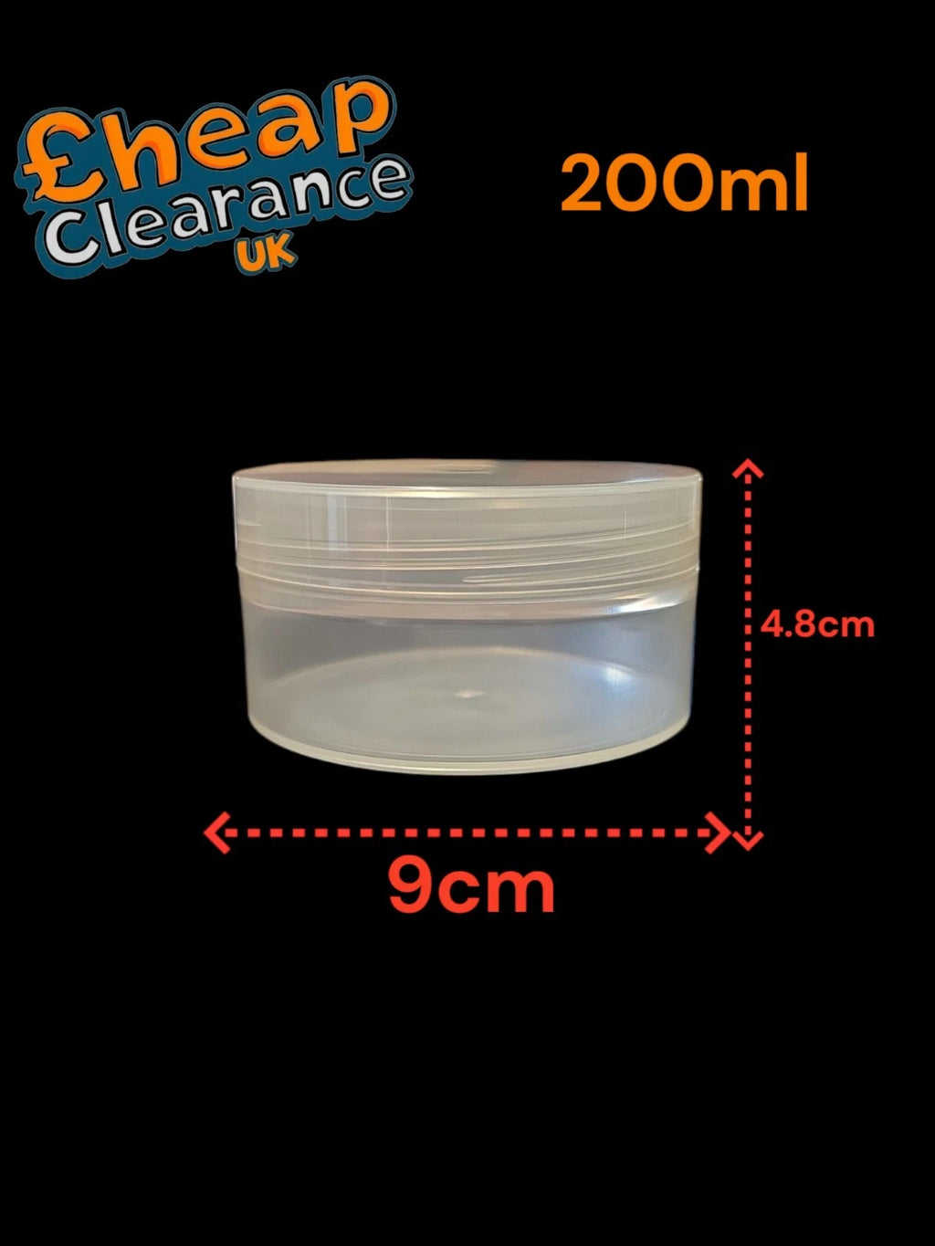20PK PLASTIC STORAGE JARS SCREW TOP LIDS 200ml Craft/DIY Cosmetics etc BIG SALE