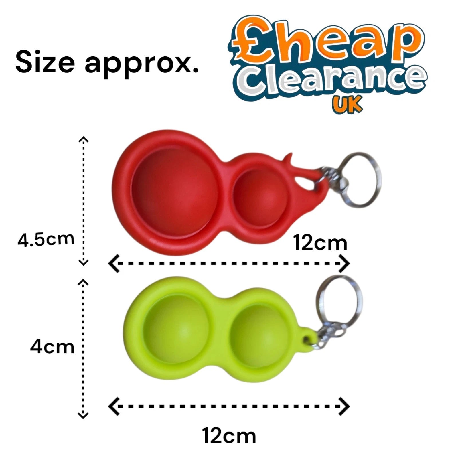 Fidget Toy Keychain Push Pop Stress Relief Sensory Hand Toy, Kids Adults, 2 Pack