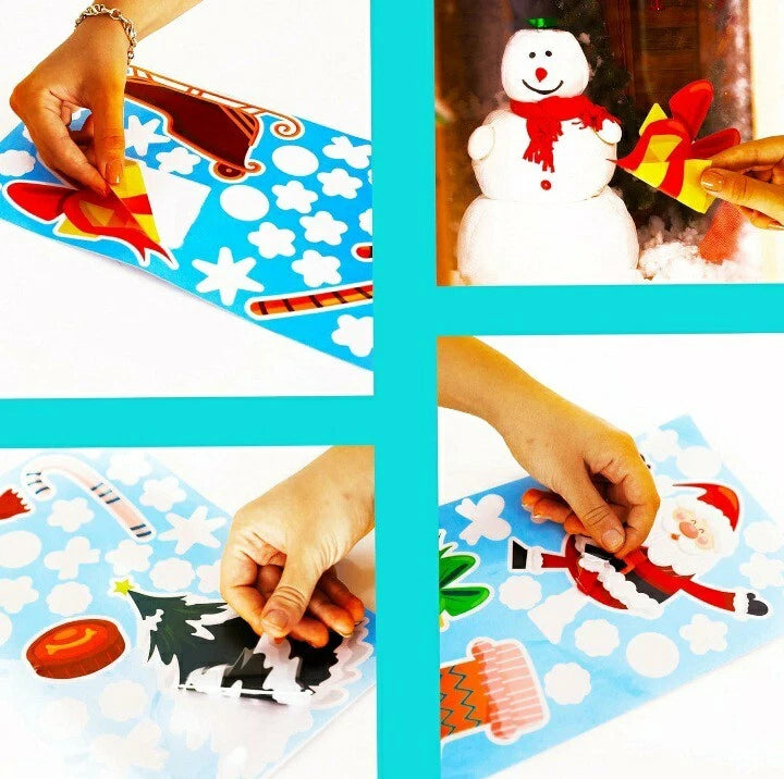 NIMU 130 Pieces Christmas Window Stickers Reusable Easy To Attach