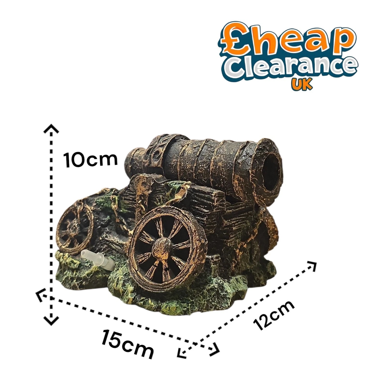 Aquarline Air Operated Cannon Aquarium Fish Tank Decor Ornament