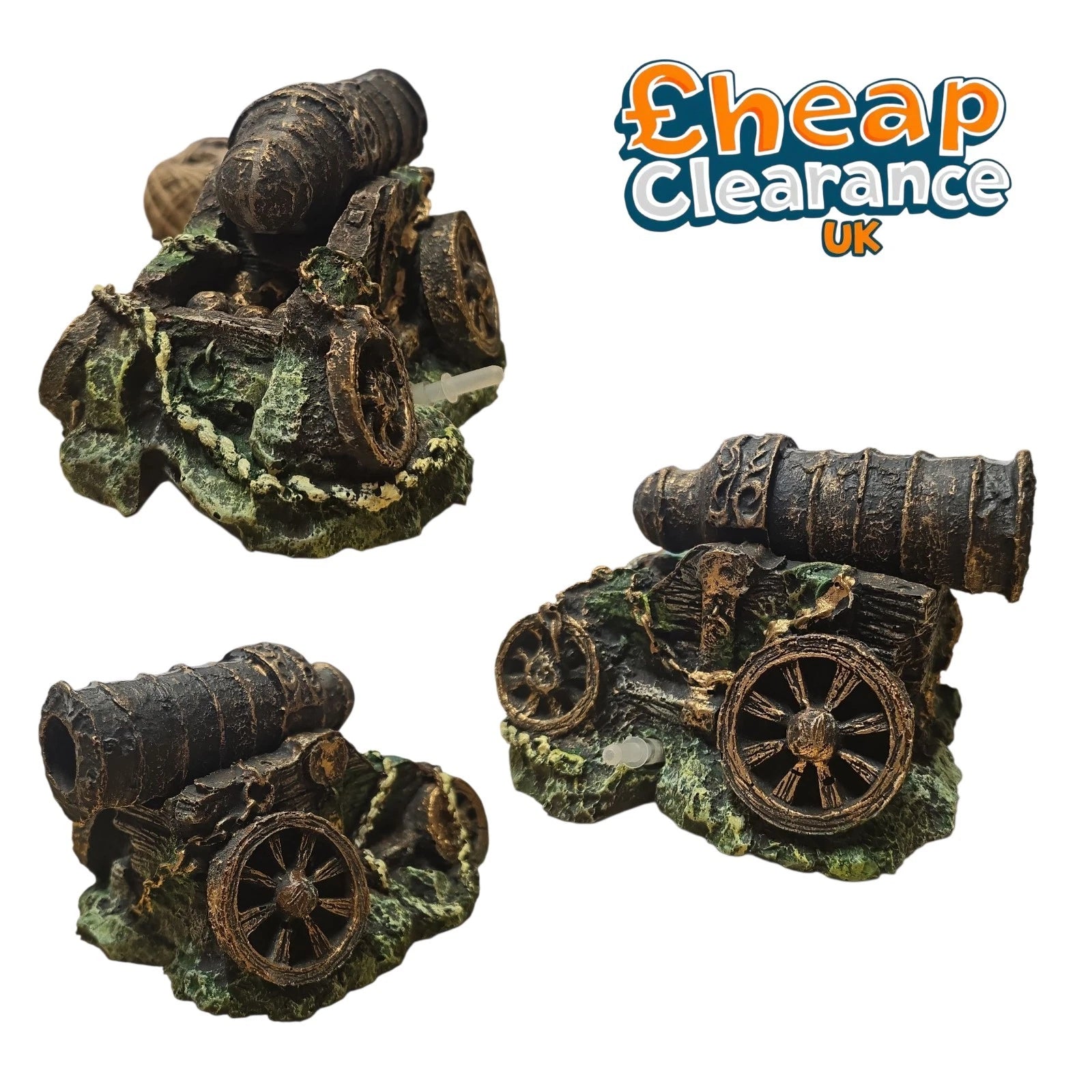 Aquarline Air Operated Cannon Aquarium Fish Tank Decor Ornament