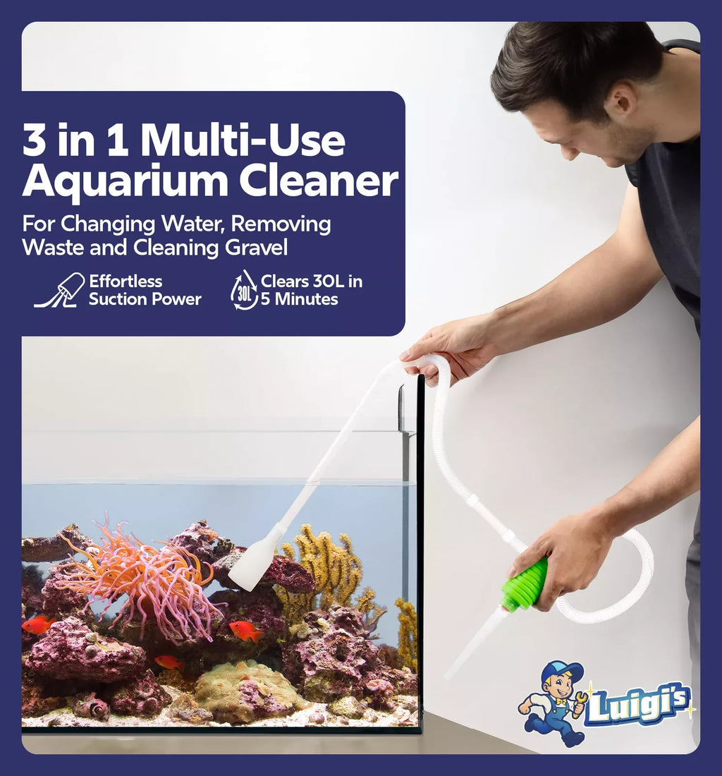 Luigi's Syphon Fish Tank Cleaner for Aquarium - Filtered Hand Vacuum Syphon Pump