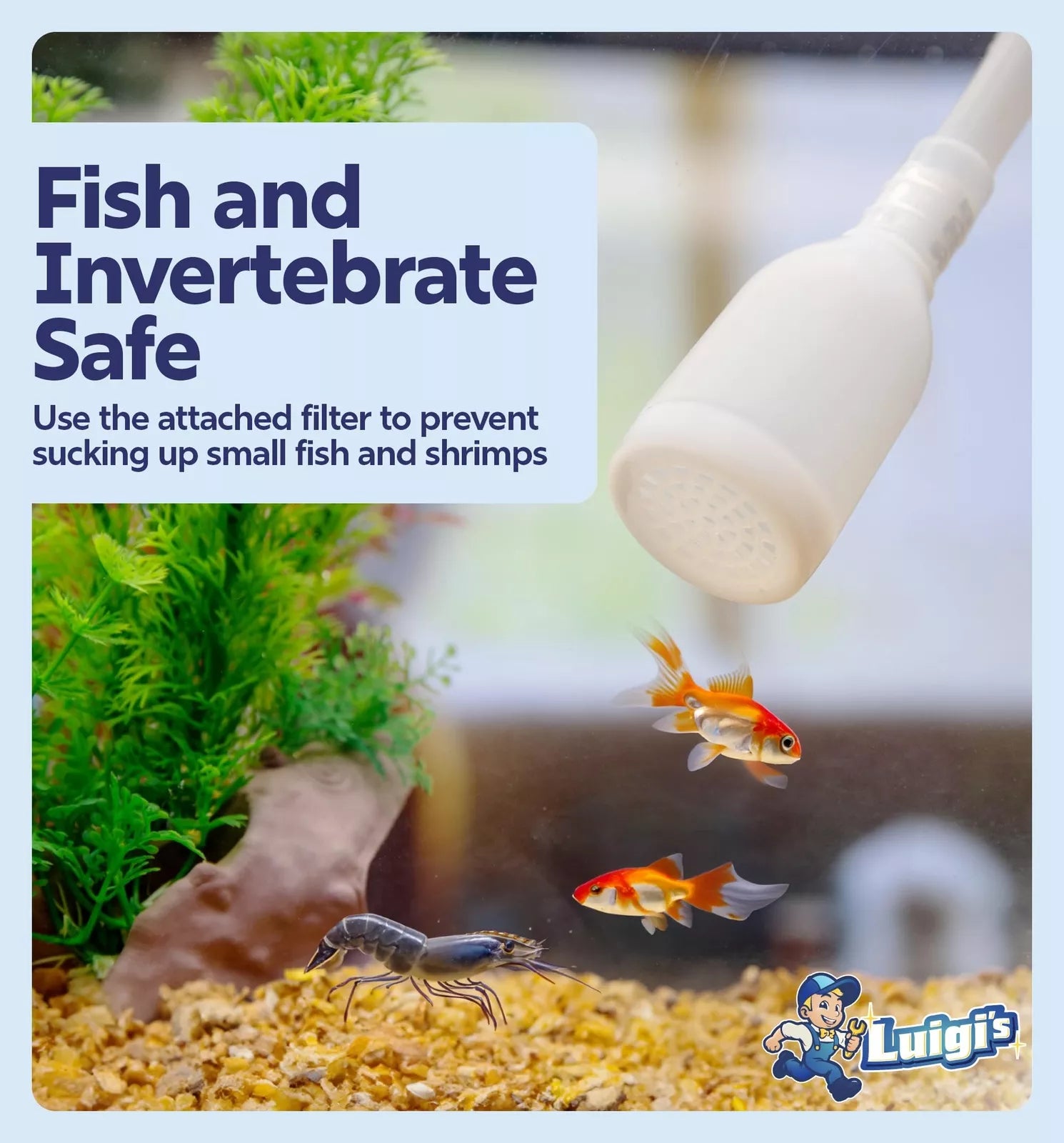 Luigi's Syphon Fish Tank Cleaner for Aquarium - Filtered Hand Vacuum Syphon Pump