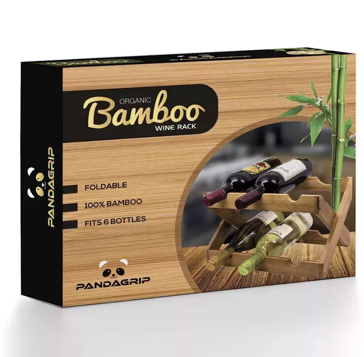 Organic Pandagrip Bamboo Foldable Wine Rack for 6 Bottles Storage Bottle Stand