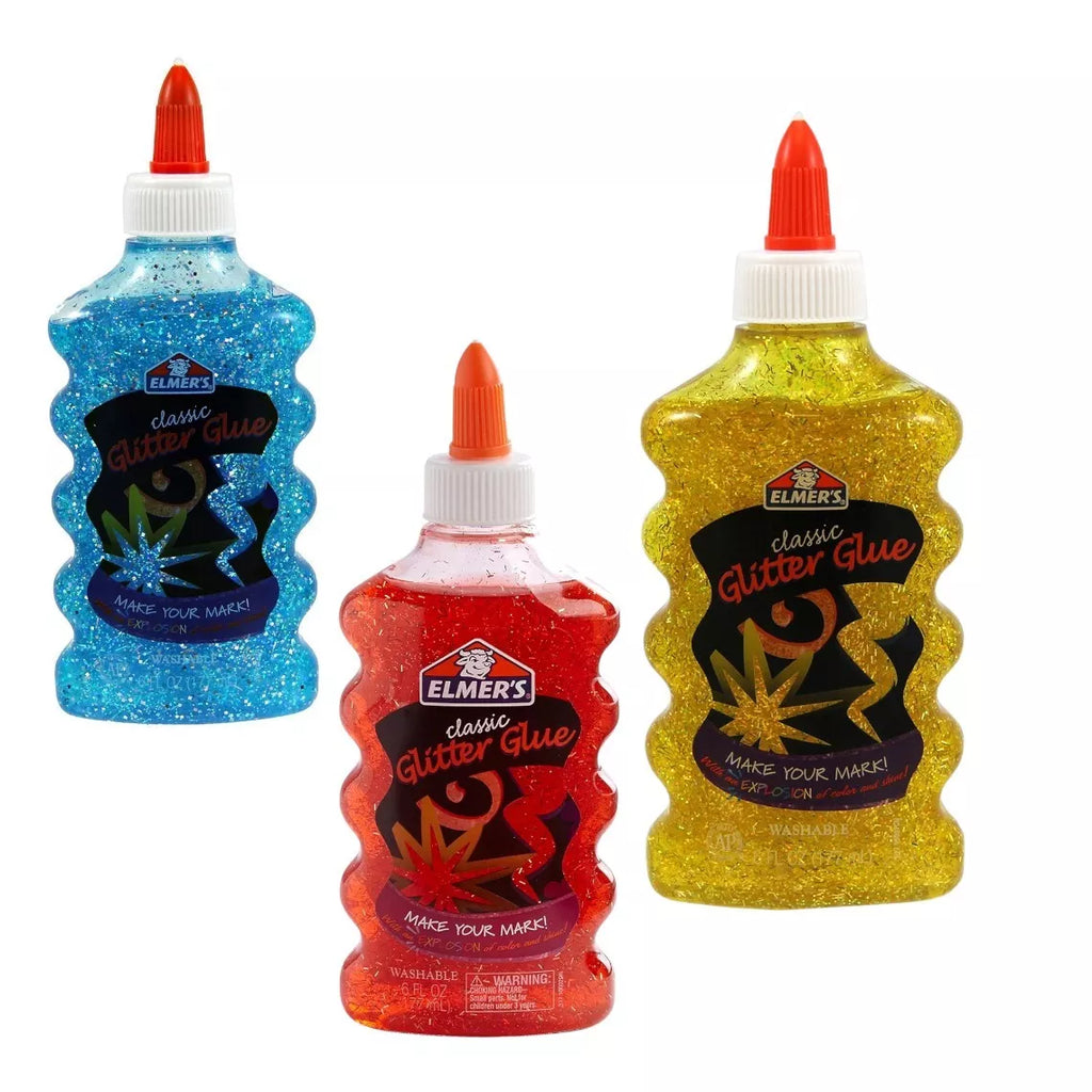 Elmers Glitter Liquid PVA Glue Washable Great for Slime! 177ml 6pk or 3pk