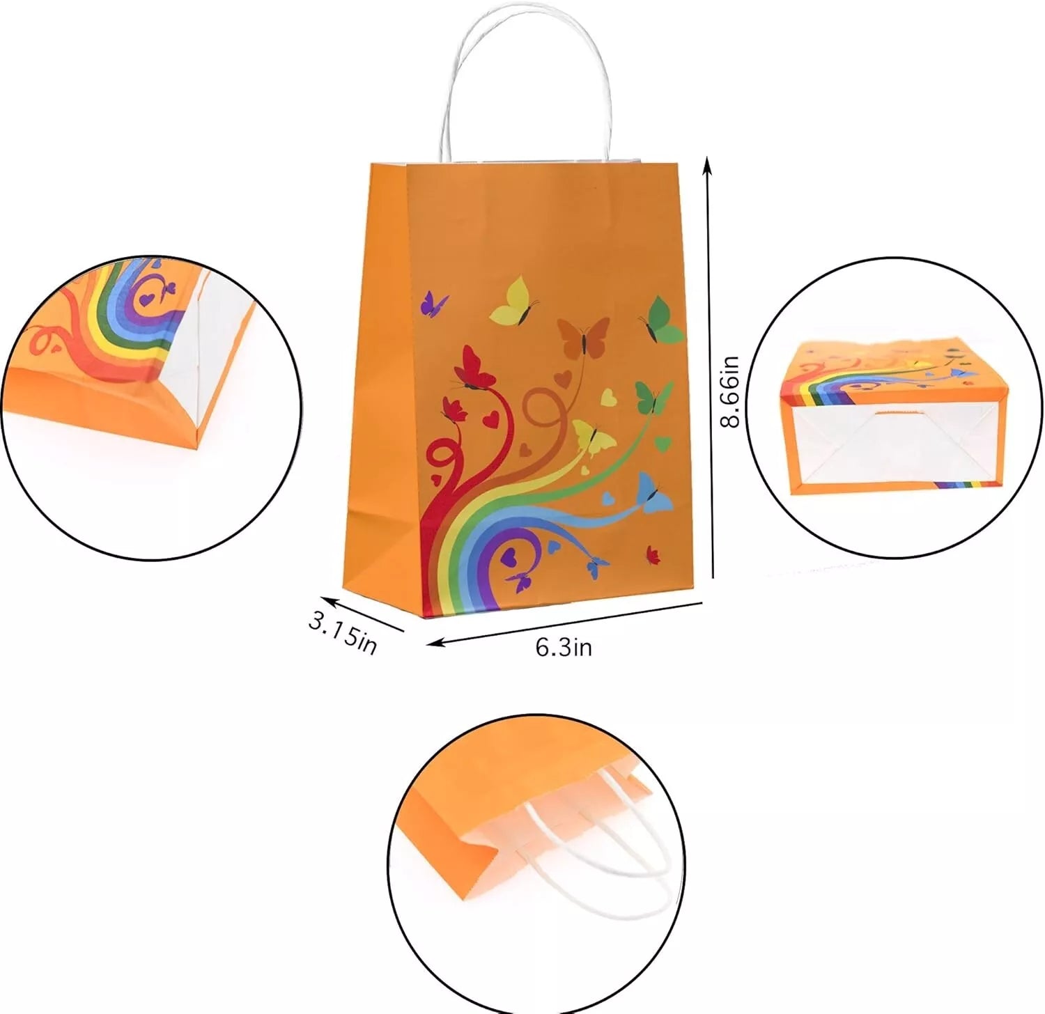 24pcs Paper Gift Bags with Handle Butterfly theme