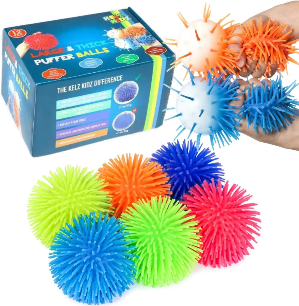 12 x KELZ KIDZ Large Squishy Pull & Stretch Stress Balls Sensory Toy Anxiety