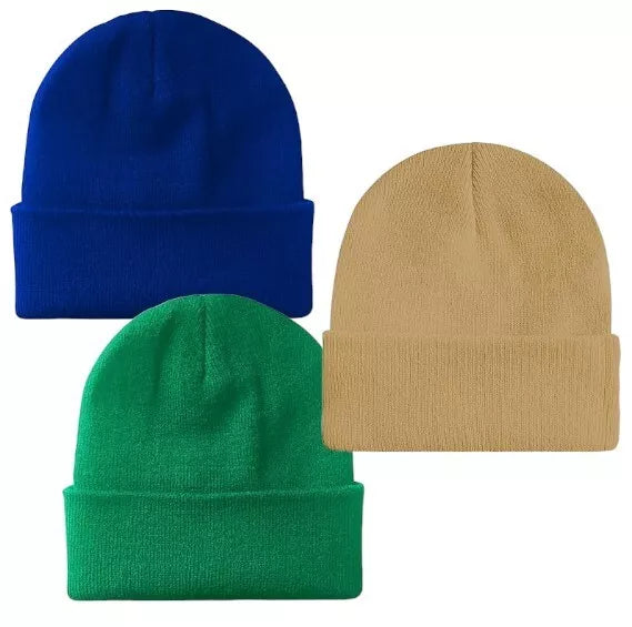 NEW Beanie Hat Mens Ladies Womens Slouch Winter Woolly Ski Knitted Turn Up SALE