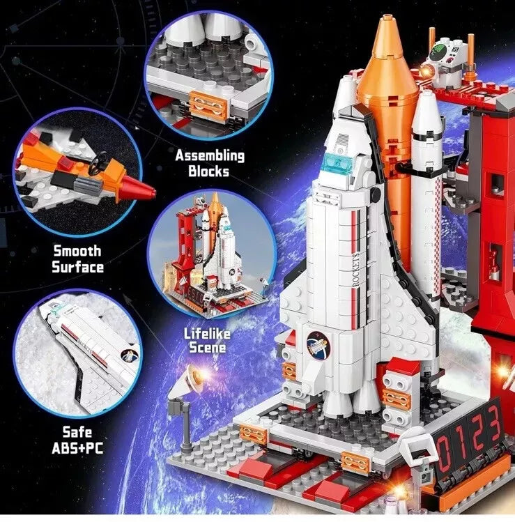 SPACE FLIGHT Space Exploration Shuttle Building Toy, 855pcs