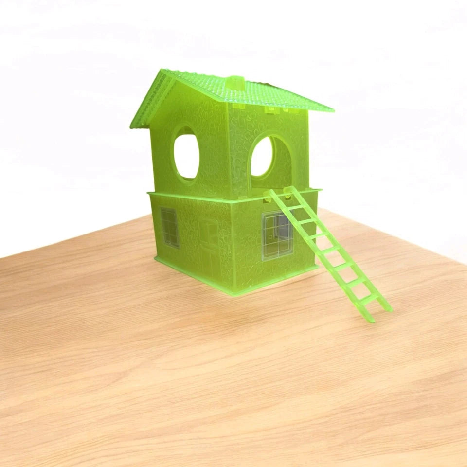 Moon Glow Hamster House ( Glow in the Dark) 2 tier Plus Moon Glow Wheel