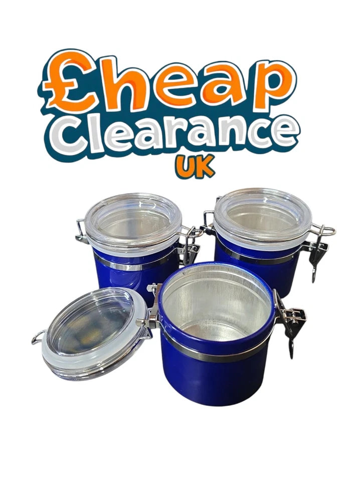 3x 4oz Stainless Steel Storage Jars Airtight with Clip Seal Lid Food Container