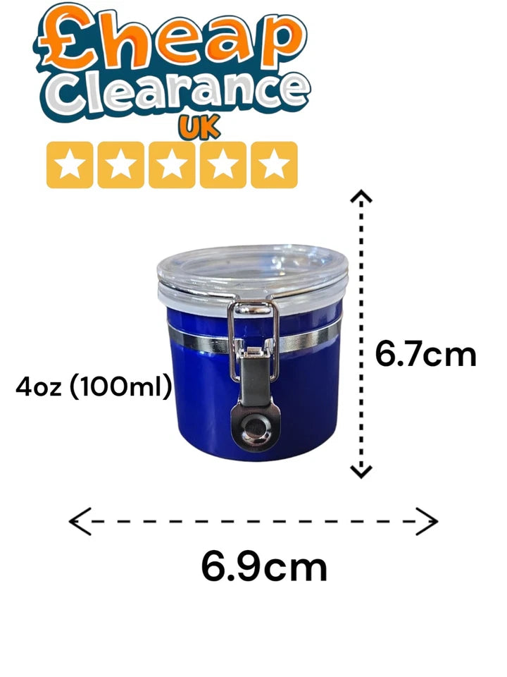 3x 4oz Stainless Steel Storage Jars Airtight with Clip Seal Lid Food Container