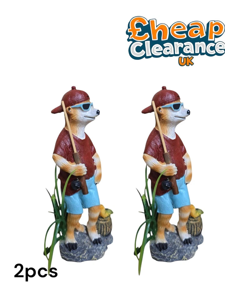 2x fisherman Aquarium Fish Tank Decoration Ornament Top Quality