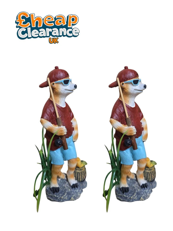 2x fisherman Aquarium Fish Tank Decoration Ornament Top Quality