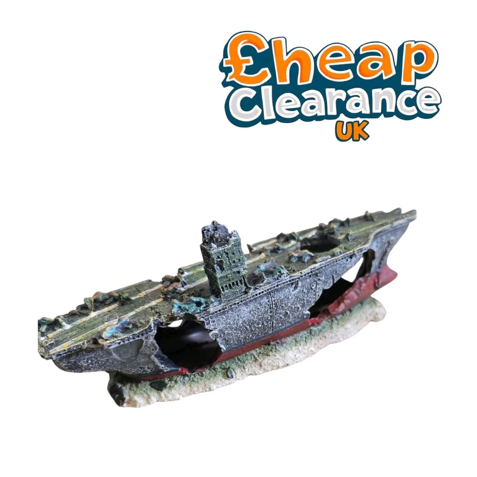 Aircraft carrier Wreck Hide Ornament Aquarium Fish Tank Decoration SALE