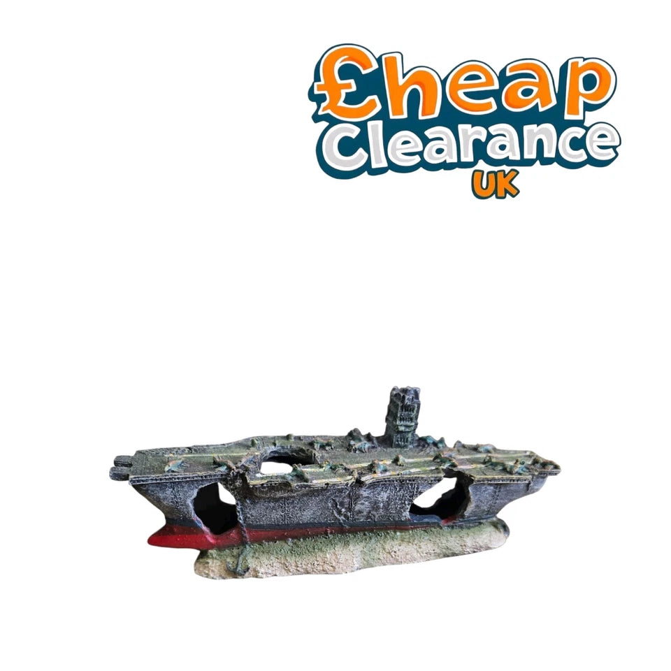Aircraft carrier Wreck Hide Ornament Aquarium Fish Tank Decoration SALE