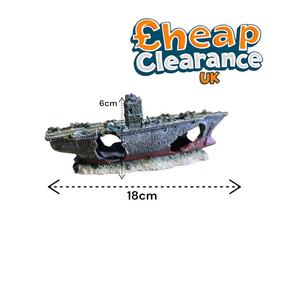 Aircraft carrier Wreck Hide Ornament Aquarium Fish Tank Decoration SALE