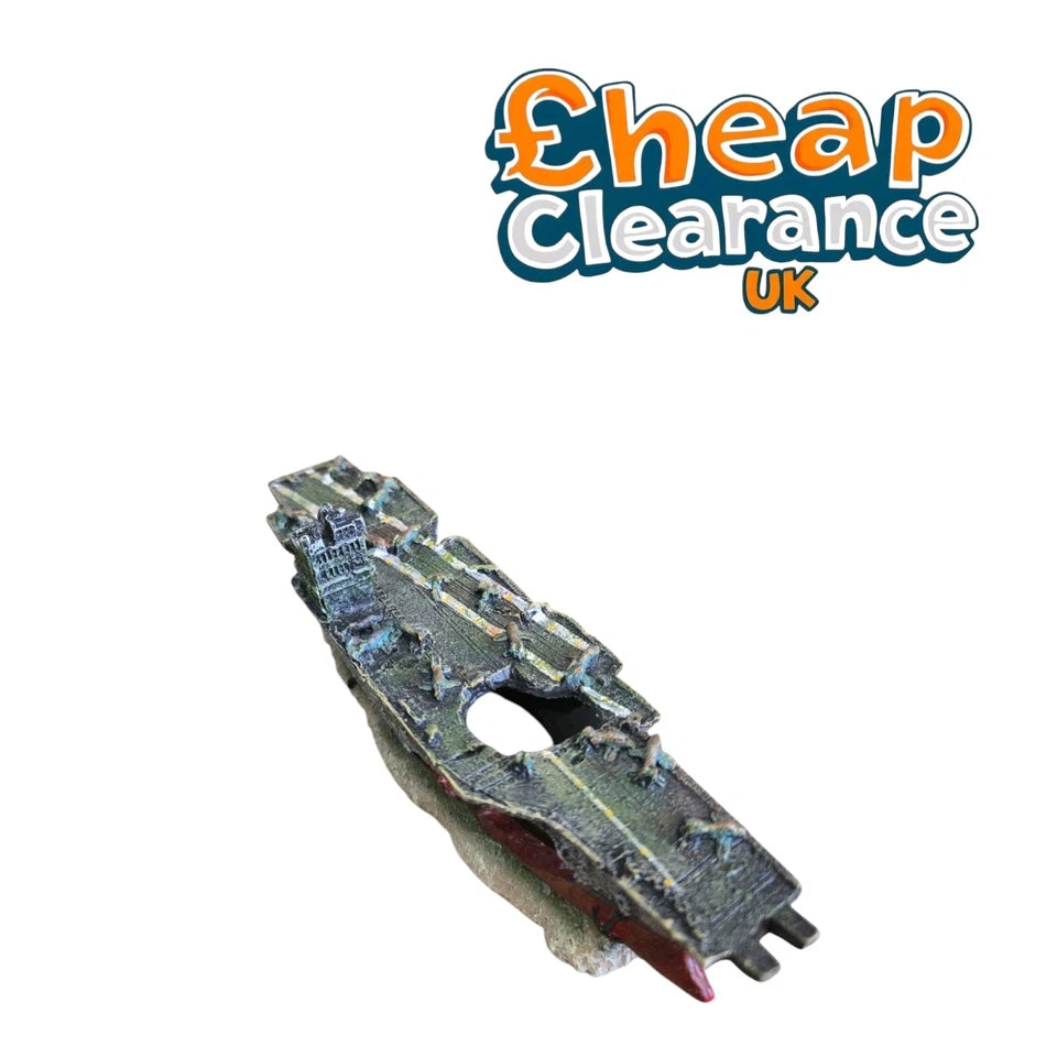 Aircraft carrier Wreck Hide Ornament Aquarium Fish Tank Decoration SALE