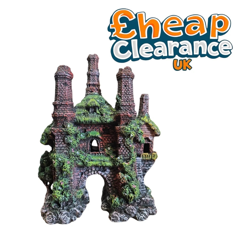 Castle with green roofs Aquarium Fish Tank hide Decoration Ornament