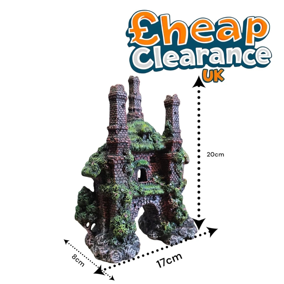 Castle with green roofs Aquarium Fish Tank hide Decoration Ornament