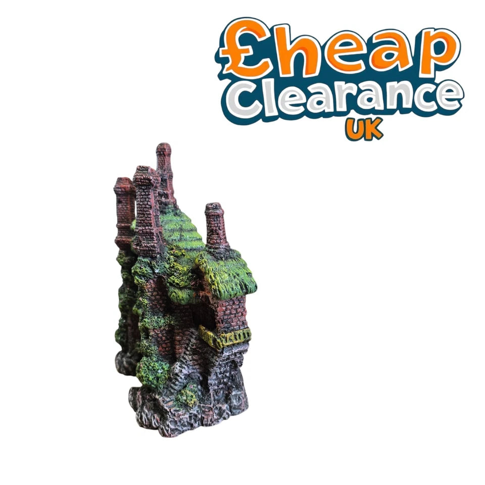 Castle with green roofs Aquarium Fish Tank hide Decoration Ornament