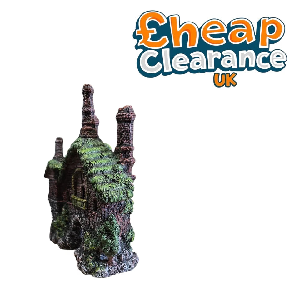 Castle with green roofs Aquarium Fish Tank hide Decoration Ornament