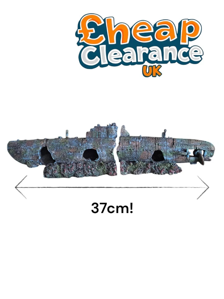 37cm Large Submarine Wreck Aquarium Fish Tank hide Decoration Ornament SALE