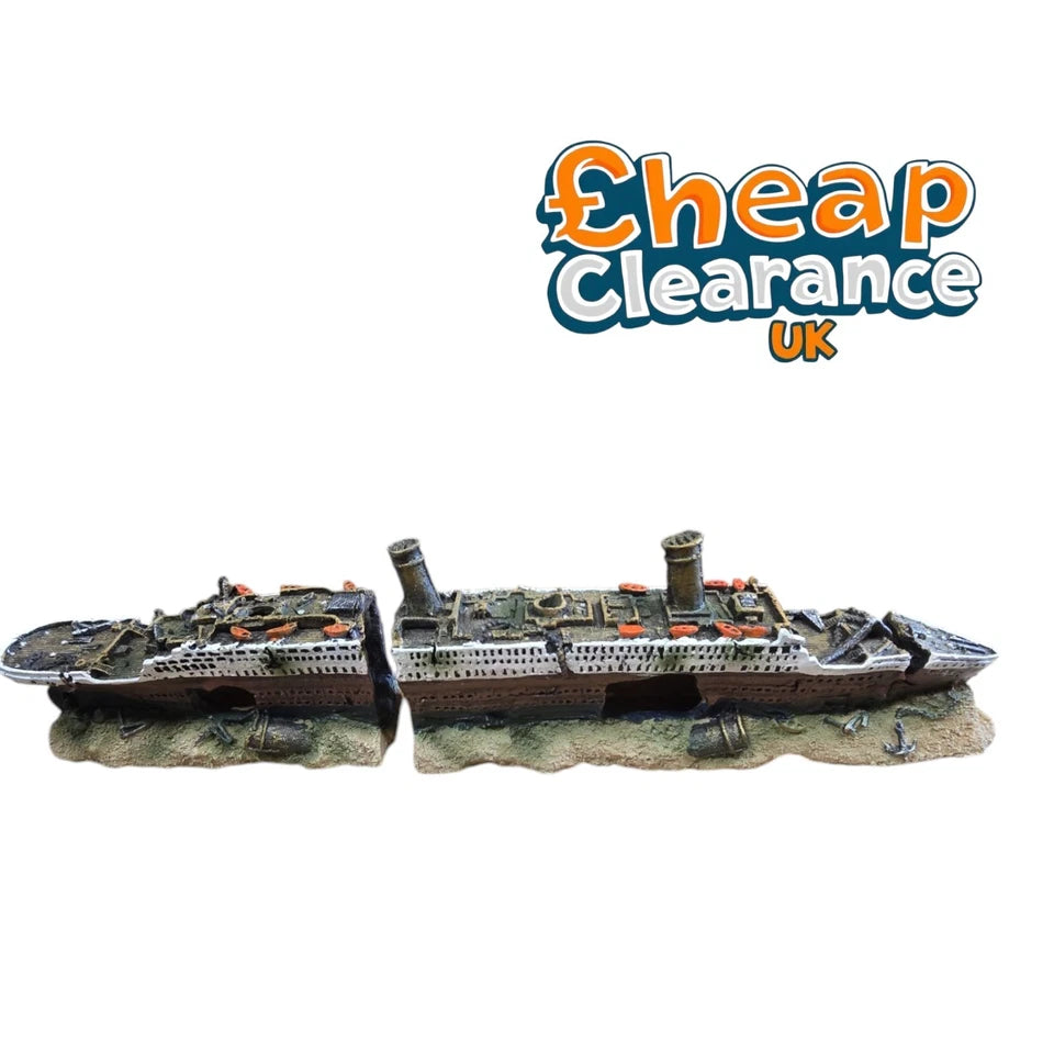 37cm Ship Wreck 2parts Aquarium Fish Tank hide Decoration Ornament Titanic