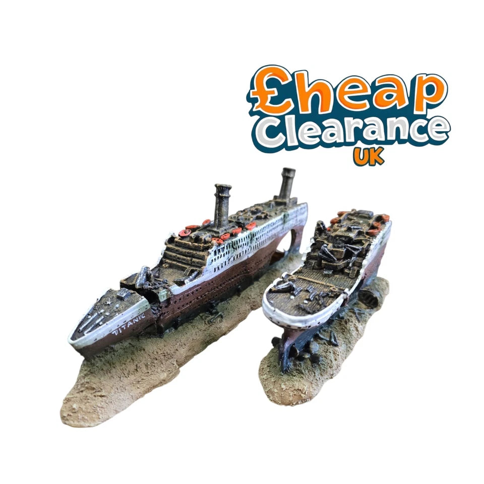 37cm Ship Wreck 2parts Aquarium Fish Tank hide Decoration Ornament Titanic