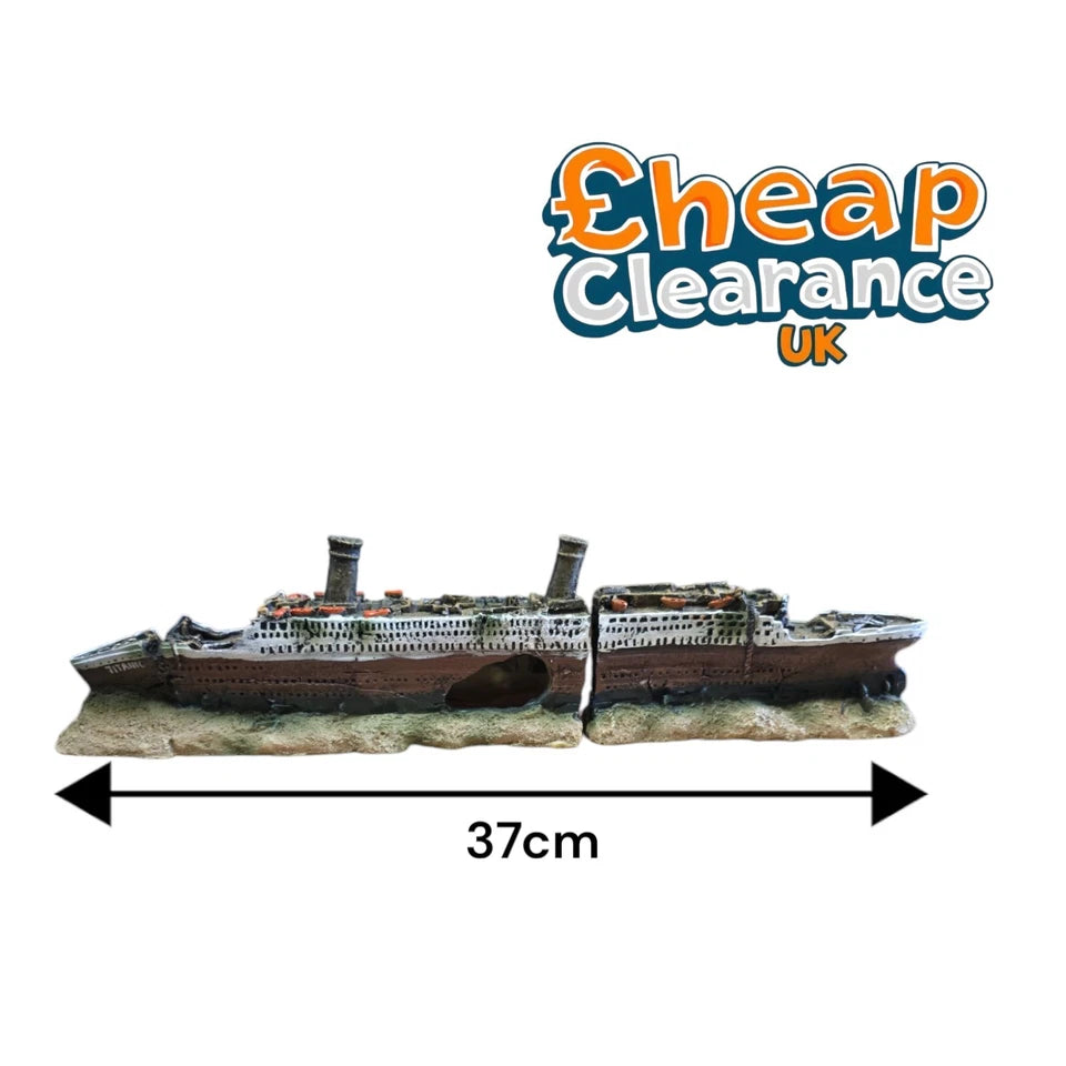 37cm Ship Wreck 2parts Aquarium Fish Tank hide Decoration Ornament Titanic