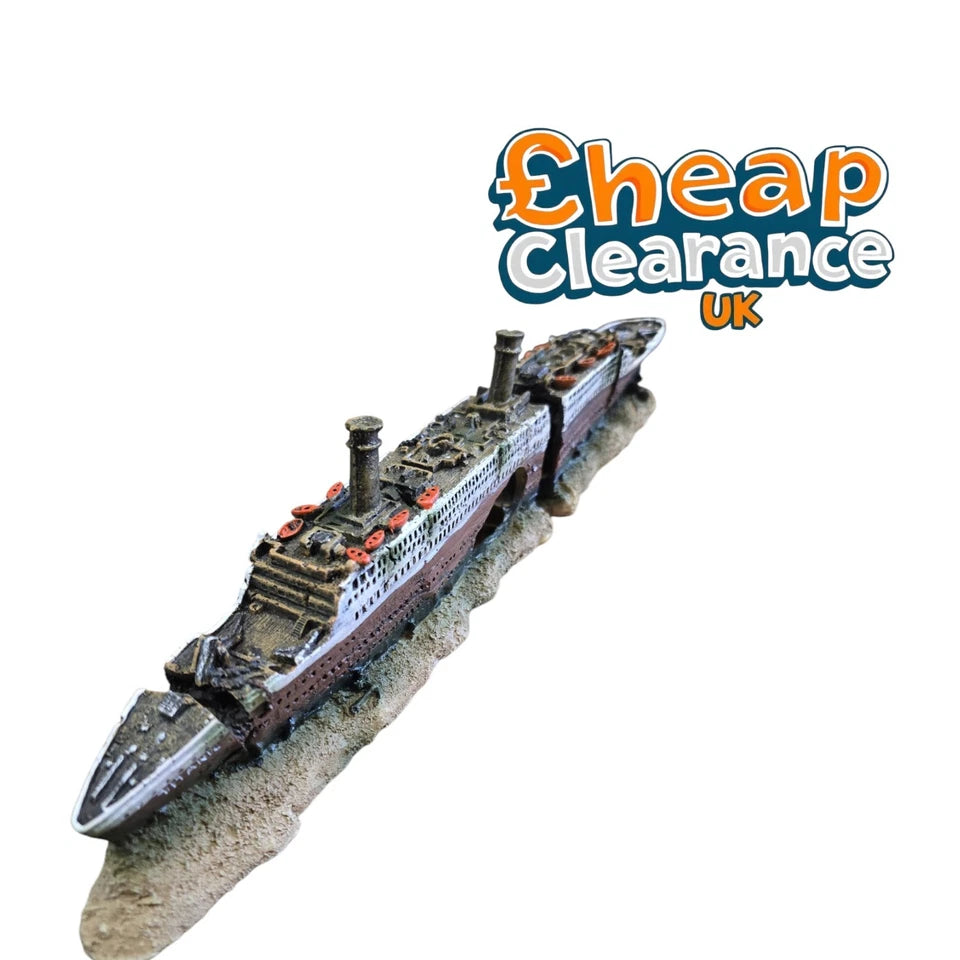37cm Ship Wreck 2parts Aquarium Fish Tank hide Decoration Ornament Titanic