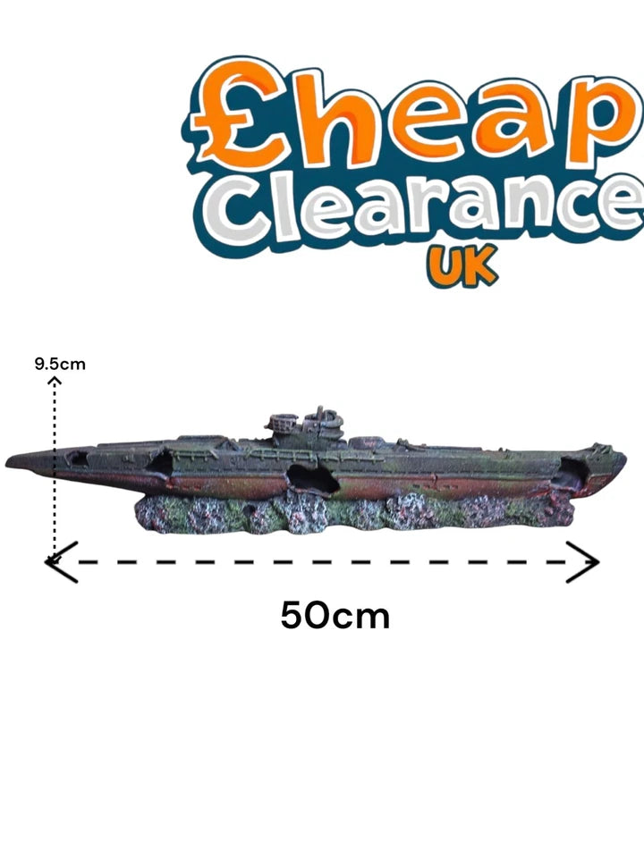 50cm! Large Submarine Wreck Aquarium Fish Tank hide Decoration Ornament SALE
