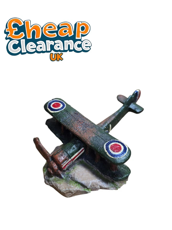Plane Wreck Aquarium Fish Tank hide Decoration Ornament 15*11*8cm SALE