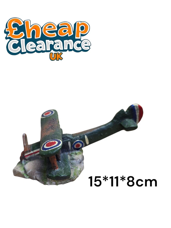Plane Wreck Aquarium Fish Tank hide Decoration Ornament 15*11*8cm SALE