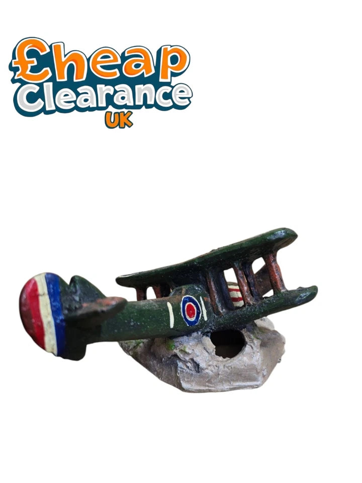 Plane Wreck Aquarium Fish Tank hide Decoration Ornament 15*11*8cm SALE